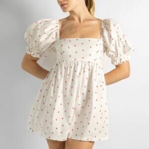 Selkie Strawberry Puff Sleeve Romper Size Medium